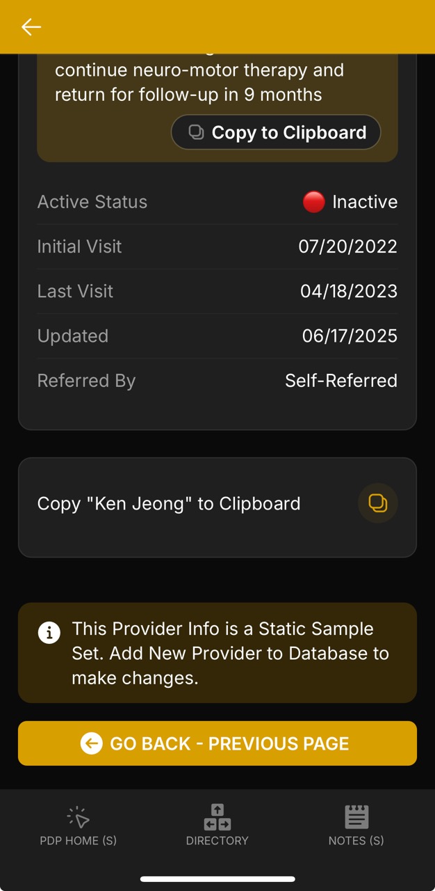 Providers Detail Page (Ken Jeong Specs)